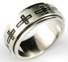 Religion Cross Solid Stainless Steel Spin Ring MR007