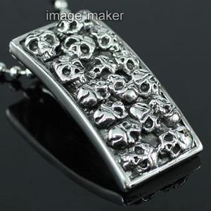 Halloween Death Skull Stainless Steel Mens Pendant Necklace MP009