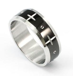 Gothic Two Tone Cross Stainless Steel Ring MR057