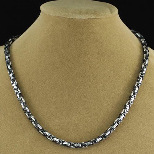 Men's (Black &amp; Silver) Stainless Steel Necklace MN076