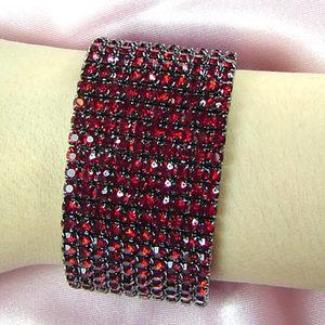 10 Row Dark Red Crystal Rhinestone Bangle Bracelet XB920
