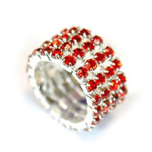 4 Row Red Stretch Bridal Fashion Rhinestone Ring XR917