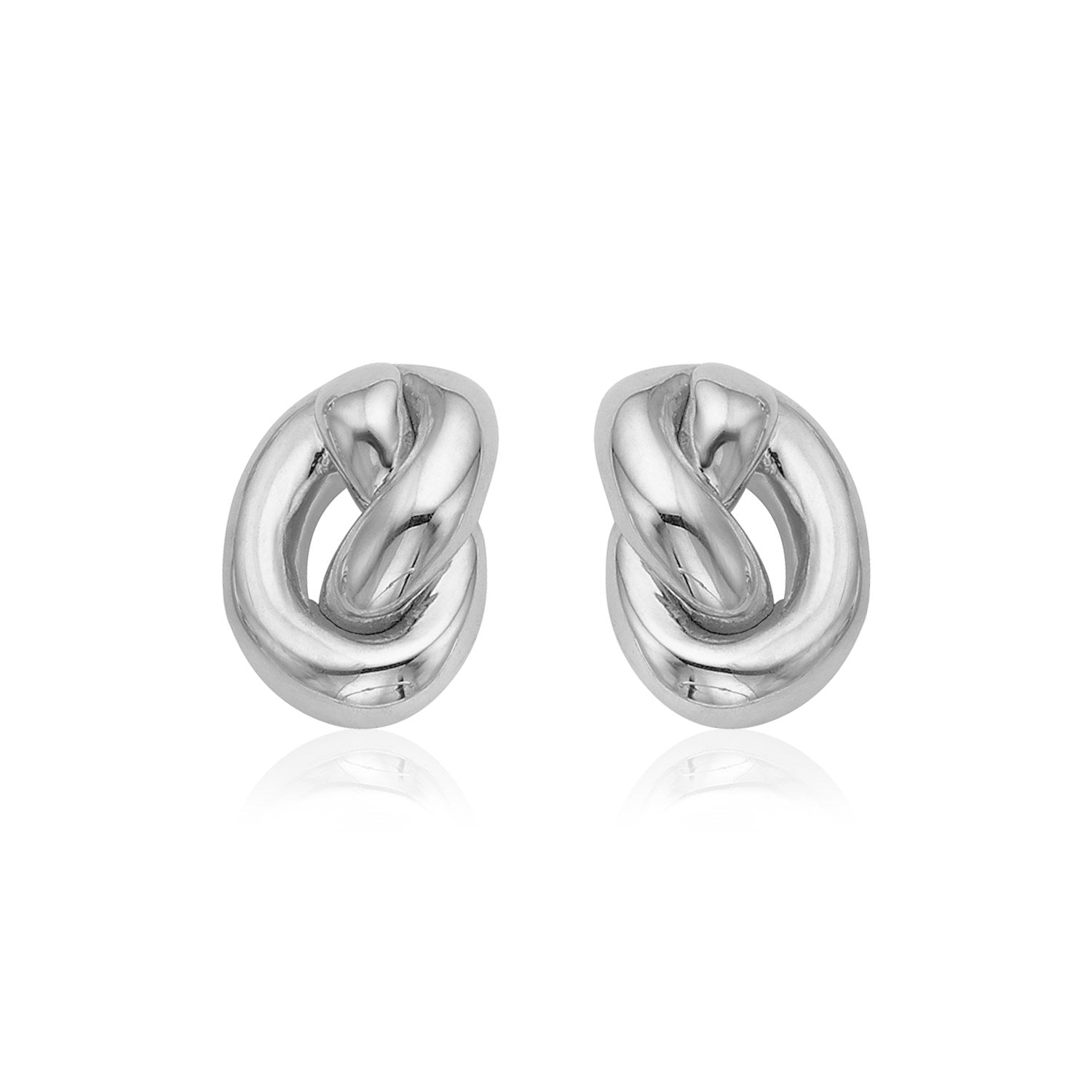 14k White Gold Polished Knot Earrings