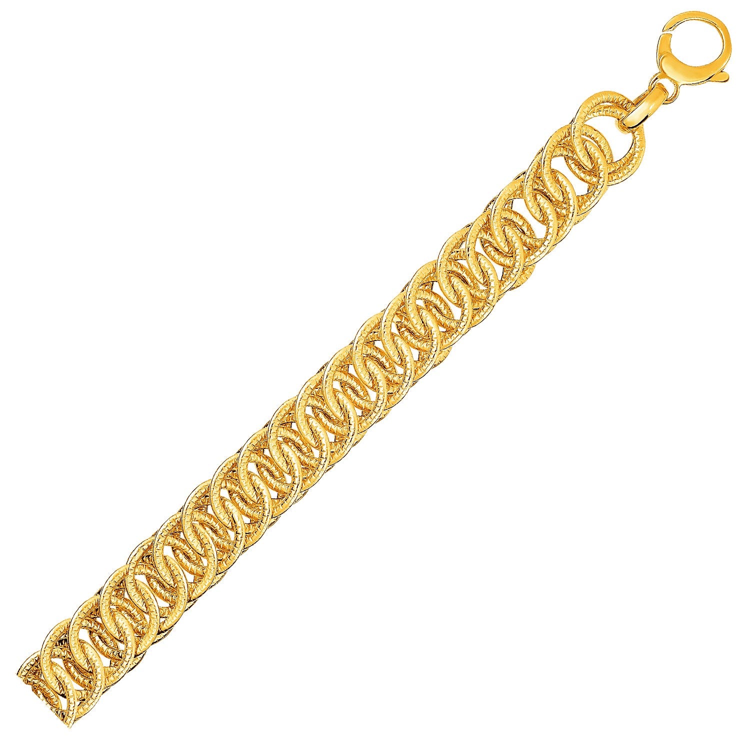 Reversible Textured Link Bracelet in 14k Yellow Gold