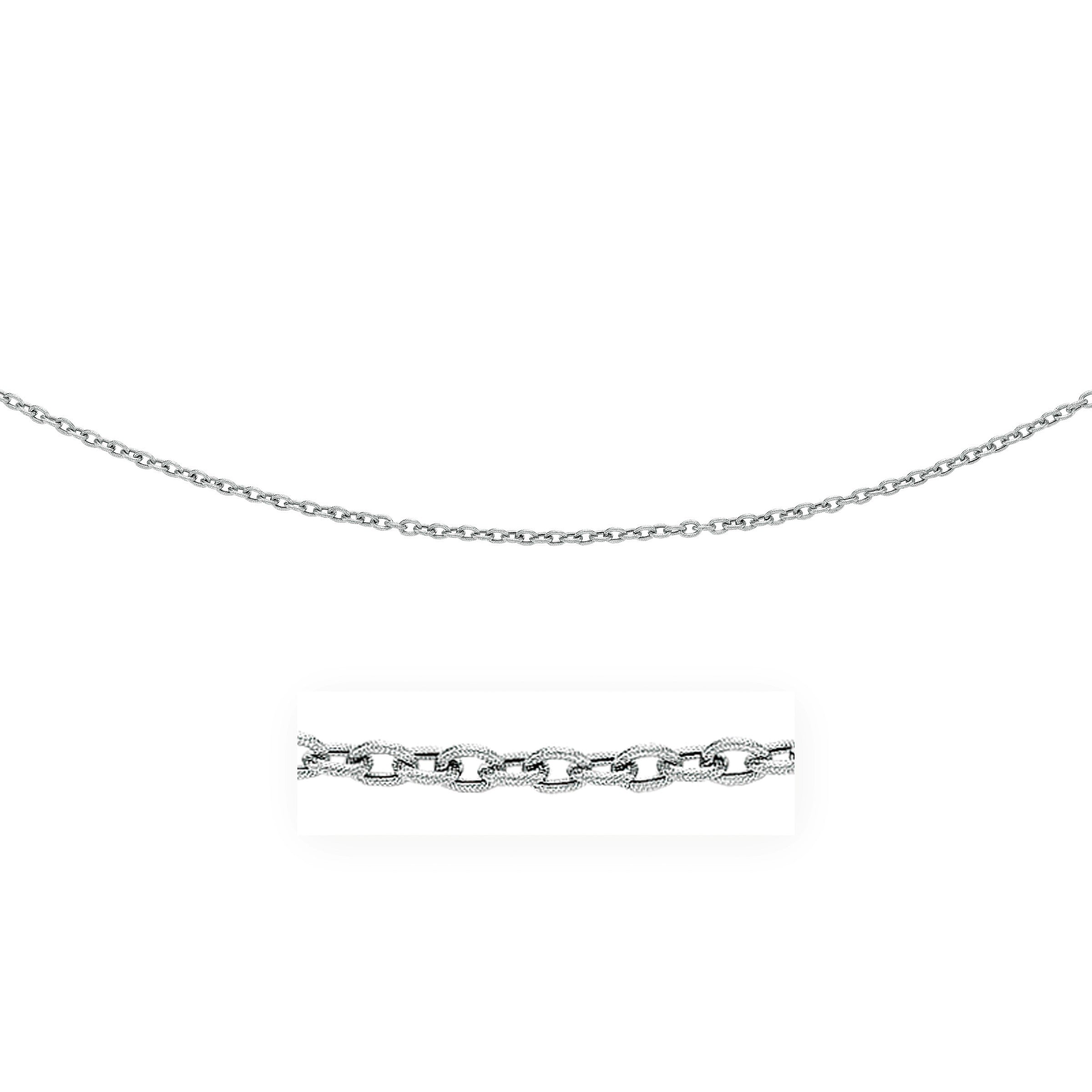 3.5mm 14k White Gold Pendant Chain with Textured Links