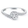 Load image into Gallery viewer, 14k White Gold Bypass Swirl Diamond Halo Engagement Ring