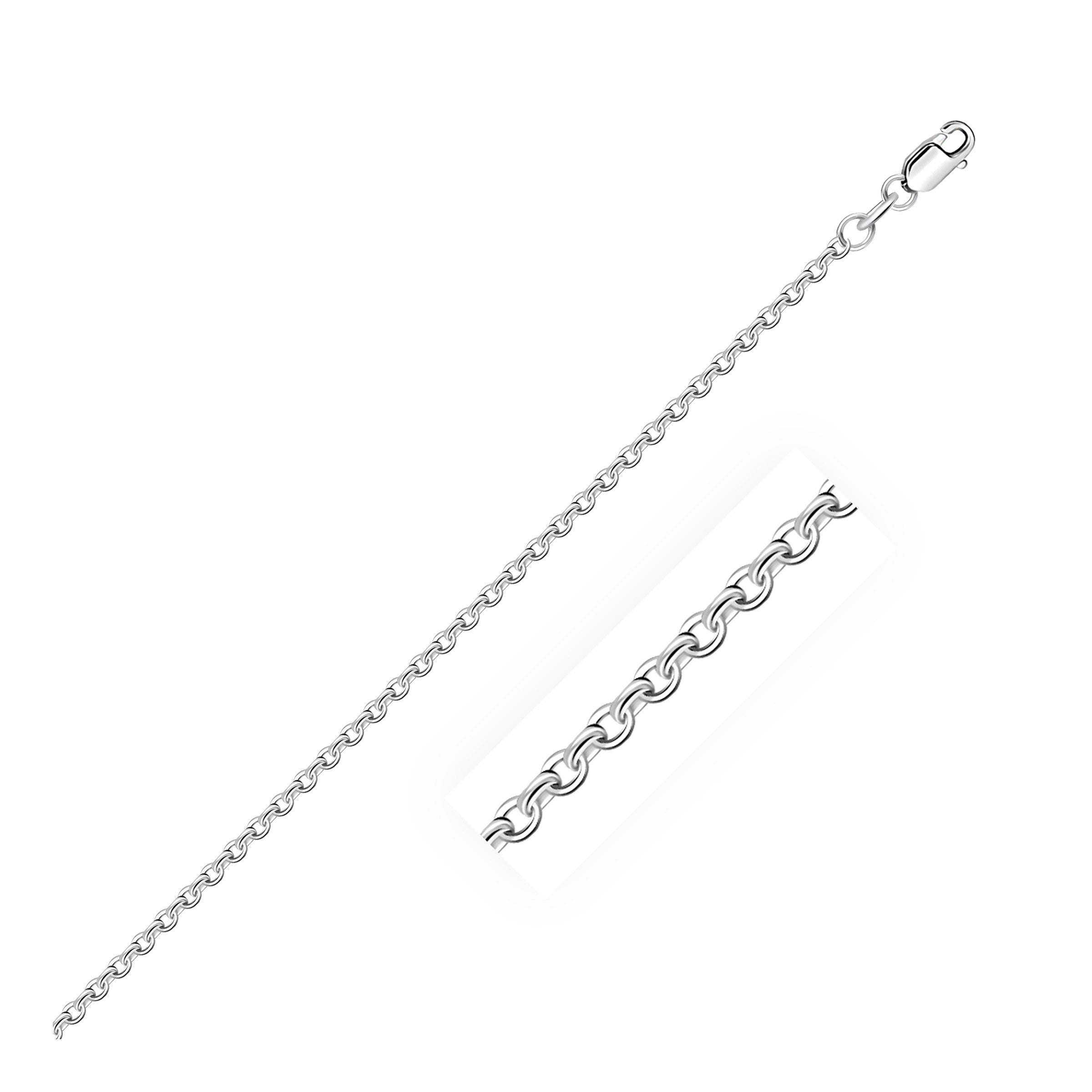 14k White Gold Diamond Cut Cable Link Chain 1.8mm