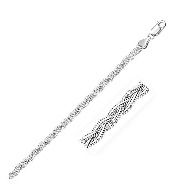 3.5mm 14k White Gold Braided Bracelet