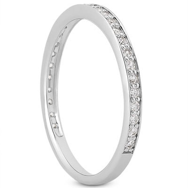 14k White Gold Micro-pave Diamond Wedding Ring Band Set 3/4 Around