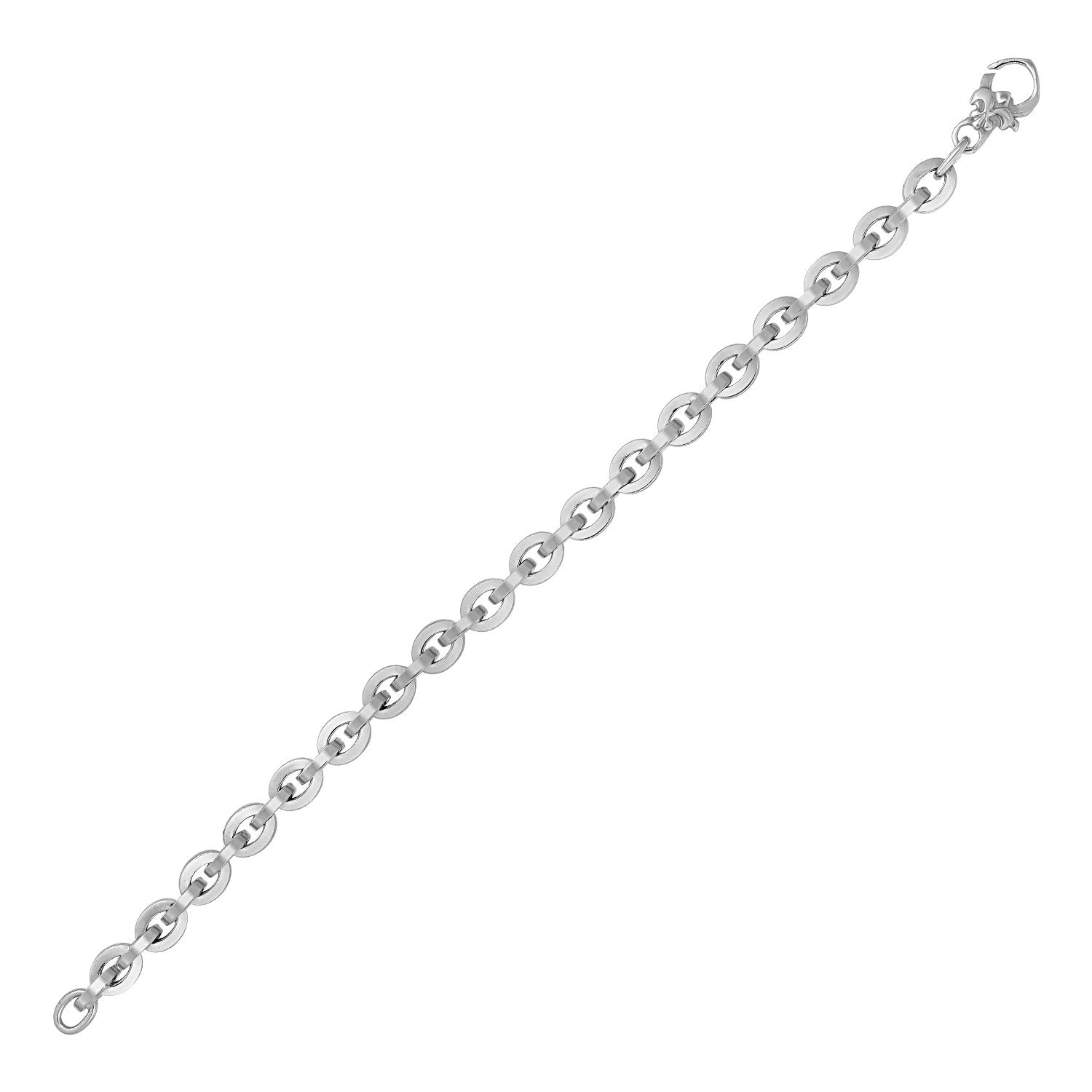 Shiny Oval Link Bracelet in 14k White Gold