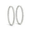 Load image into Gallery viewer, Oval Shape Two Sided Diamond Hoop Earrings in 14k White Gold (2 cttw)