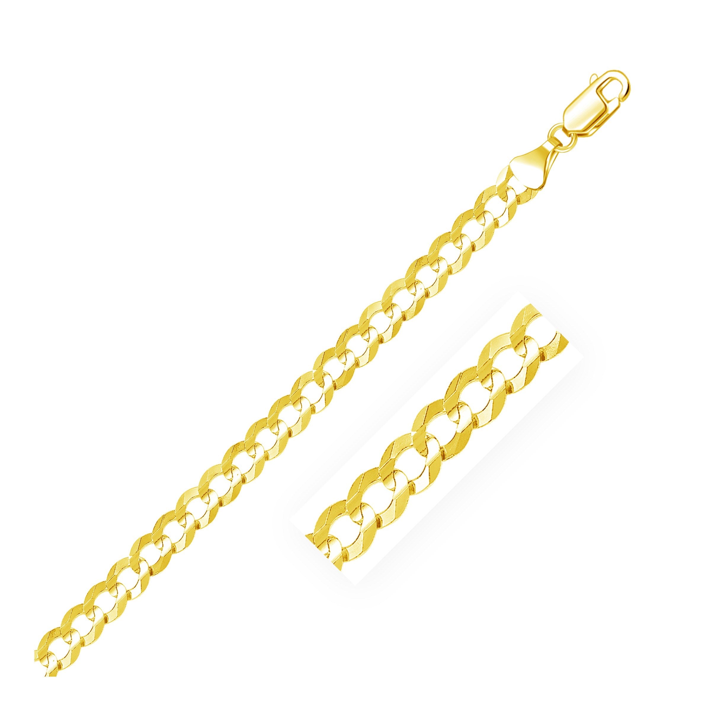 7.0mm 10k Yellow Gold Curb Chain