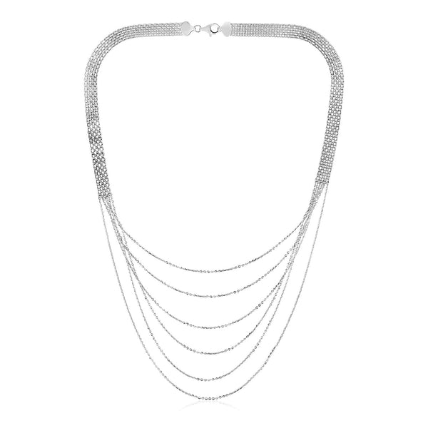 Sterling Silver 20 inch Six Strand Textured Chain Necklace