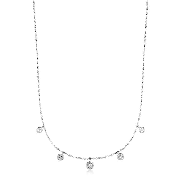 Sterling Silver Necklace with Cubic Zirconia Dangles