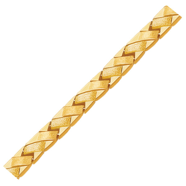 14k Yellow Gold Fancy Basket Weave Line Bracelet