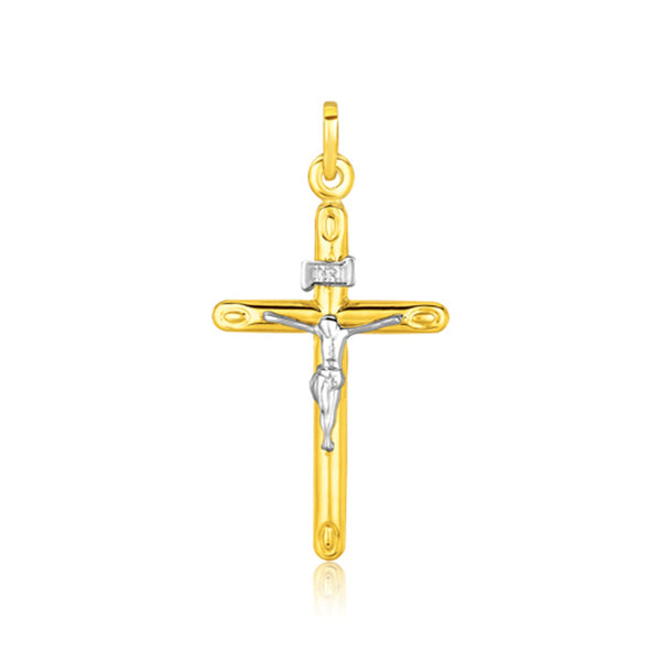 14k Two Tone Gold Cross Pendant