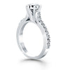 Load image into Gallery viewer, 14k White Gold Curved Shank Engagement Ring with Pave Diamonds