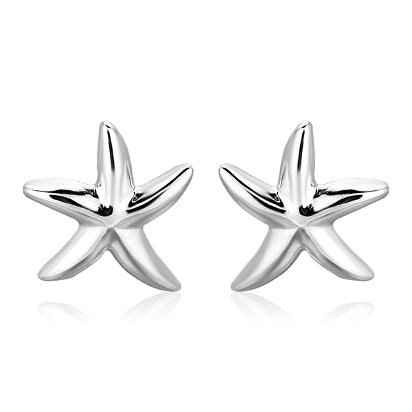 Sterling Silver Large Polished Starfish Earrings