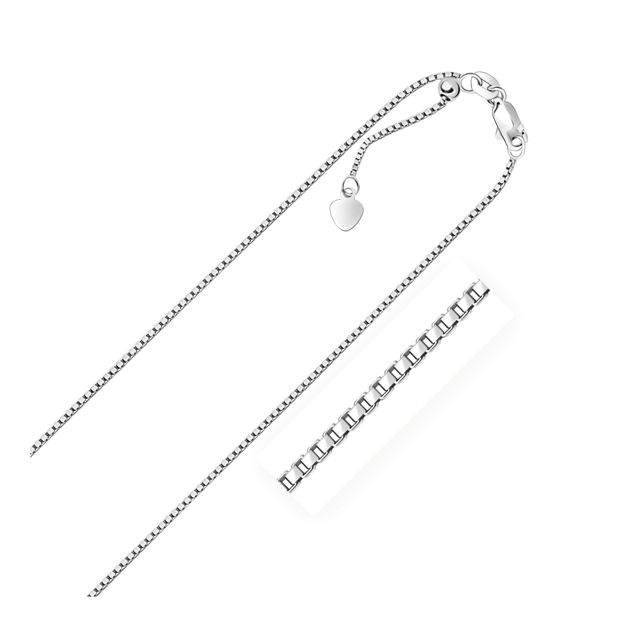 14k White Gold Adjustable Box Chain 1.1mm