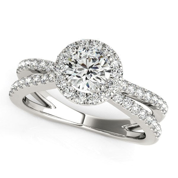 14k White Gold Diamond Engagement Ring with Split Shank Design (1 1/2 cttw)