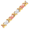 Load image into Gallery viewer, 14k Tri-Color Gold Fancy Satin Heart Line Bracelet