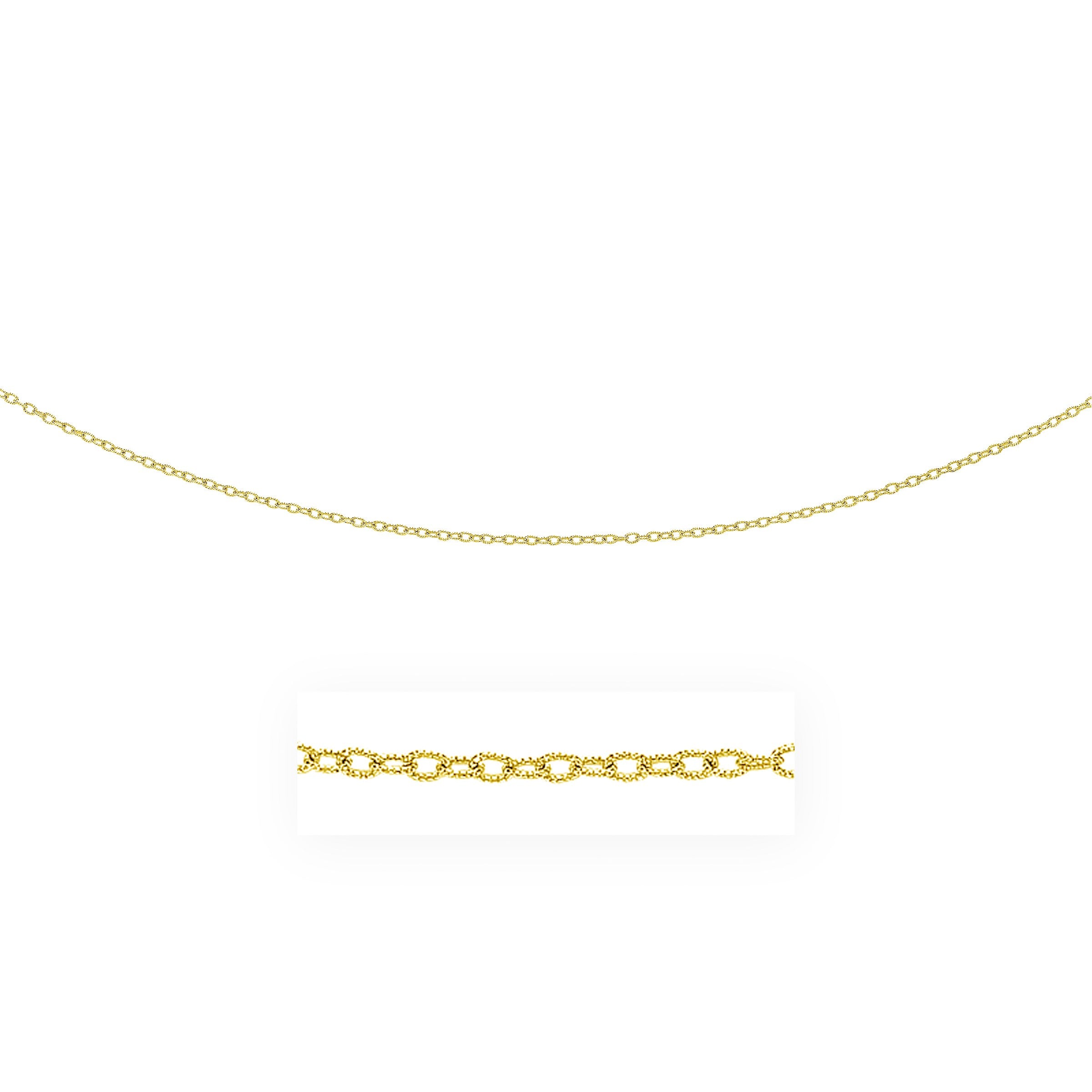 2.5mm 14k Yellow Gold Pendant Chain with Textured Links