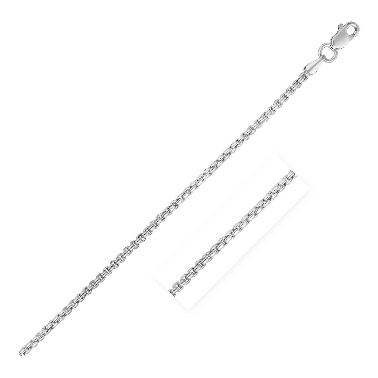 14k White Gold Round Box Chain 1.35 mm