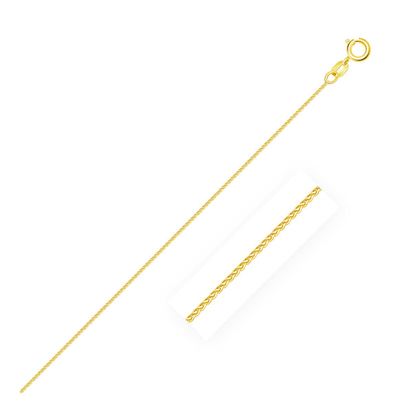 14k Yellow Gold Diamond Cut Round Wheat Chain 0.6mm