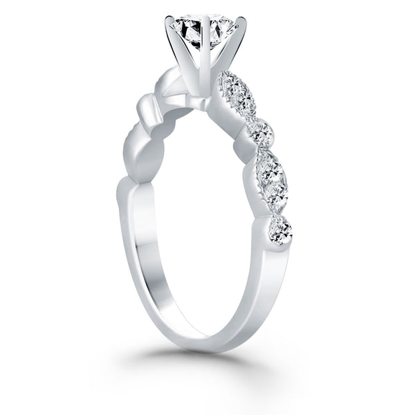 14k White Gold Fancy Shaped Diamond Engagement Ring