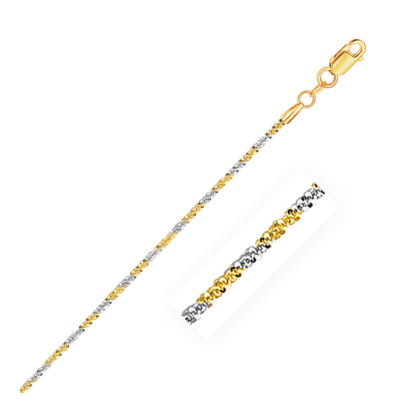 14k White and Yellow Gold Two Tone Sparkle Chain 1.5mm