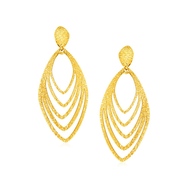 14k Yellow Gold Post Earrings with Marquise Shapes