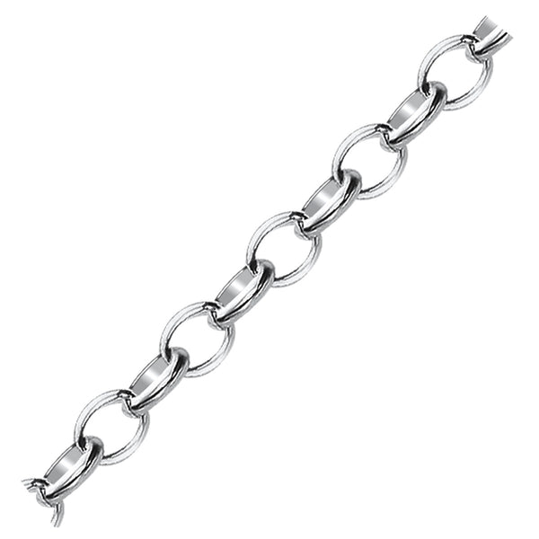 Sterling Silver Polished Charm Bracelet with Rhodium Plating