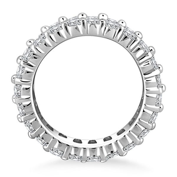 14k White Gold Double Band Round Diamond Eternity Ring