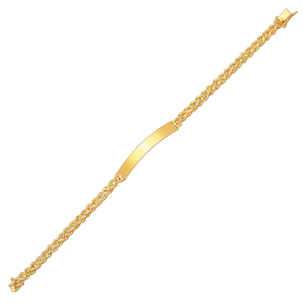 14k Yellow Gold ID Bracelet with Double Rope Chain