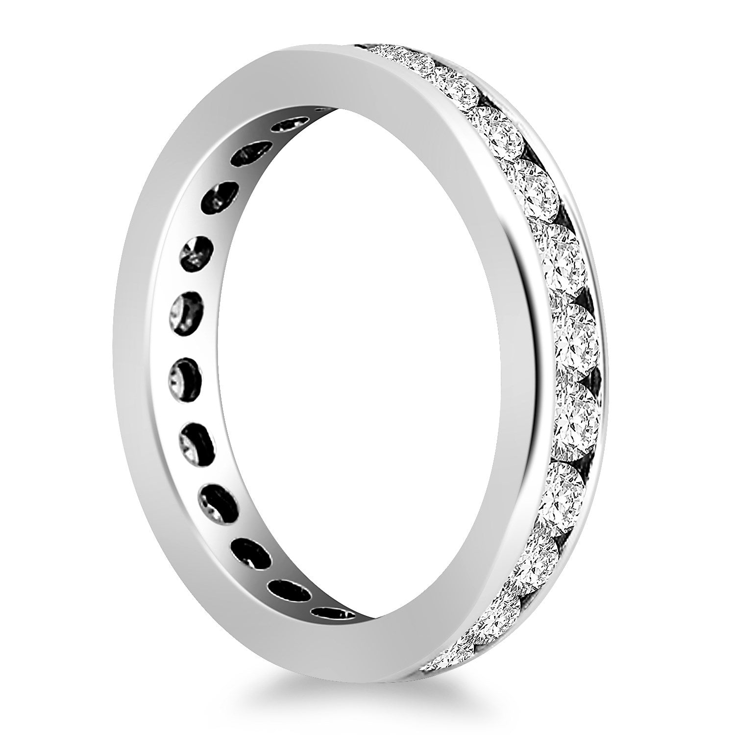 14k White Gold Eternity Ring with Channel Set Round Diamonds