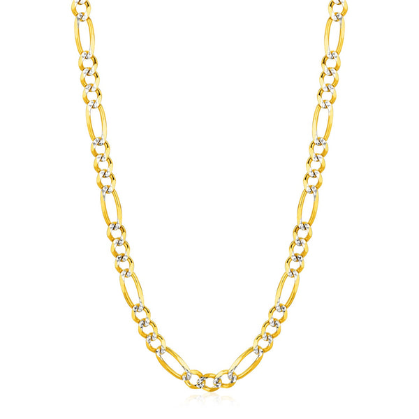 6.0mm 14K Yellow Gold Solid Pave Figaro Chain