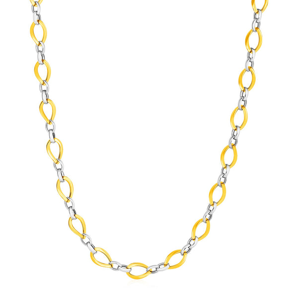 Twisted Oval Chain Necklace in 14k Two Tone Gold