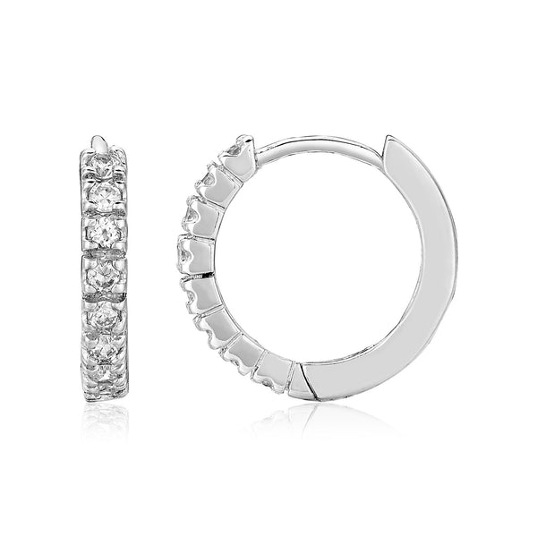 Sterling Silver Hoop Earrings with Cubic Zirconias