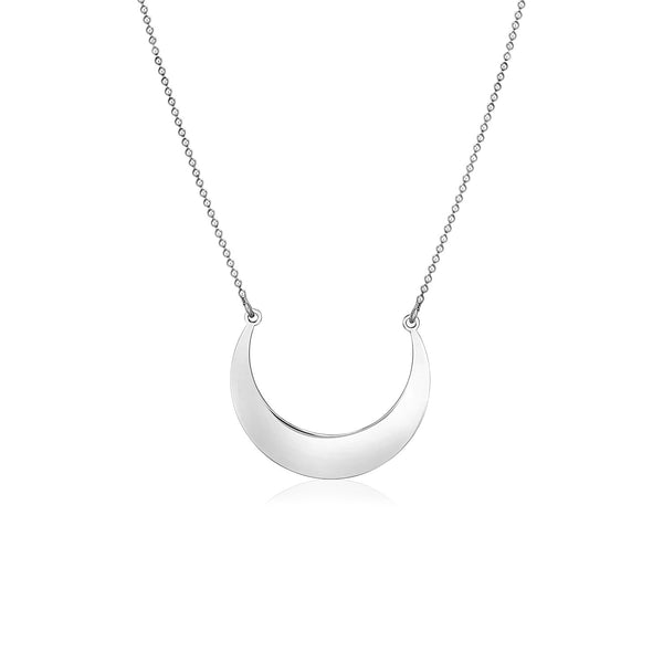 Sterling Silver Polished Crescent Moon Necklace