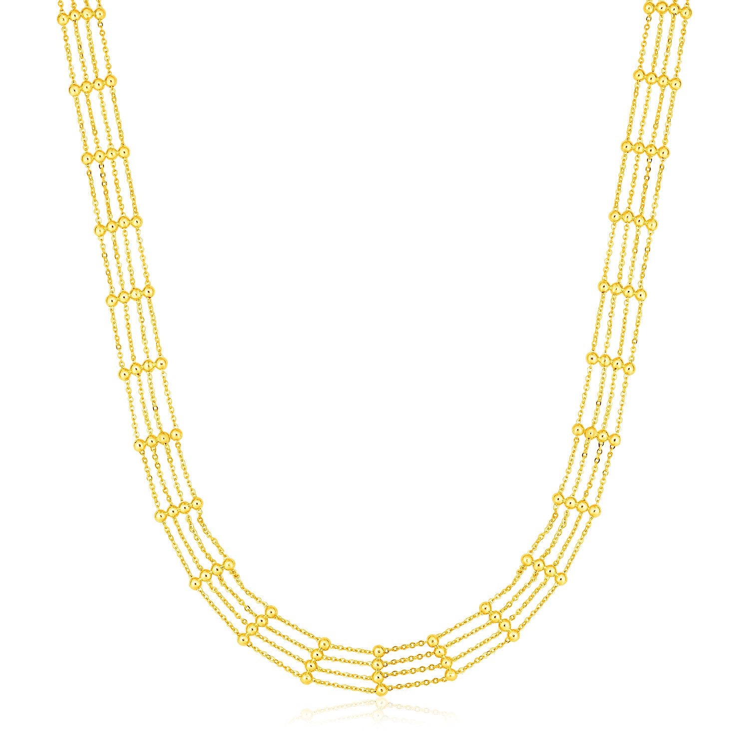 14k Yellow Gold Choker Necklace with Polished Beads