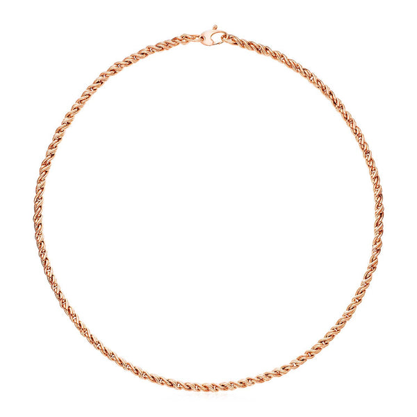 14k Rose Gold 17 inch Braid Link Necklace