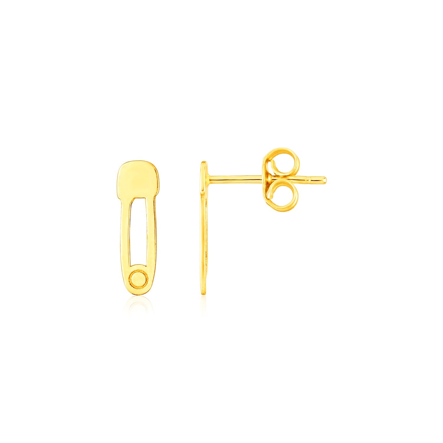 14K Yellow Gold Safety Pin Earrings