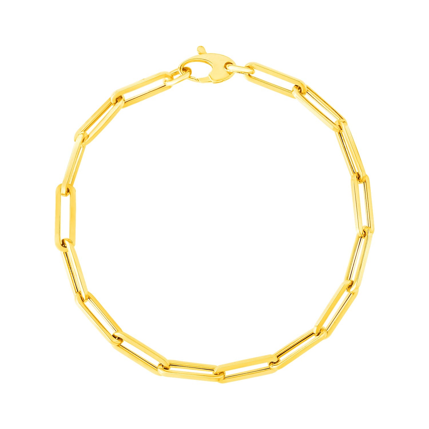 14K Yellow Gold Bold Paperclip Chain Bracelet