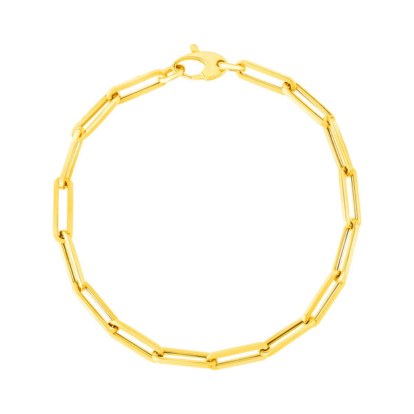 14K Yellow Gold Bold Paperclip Chain Bracelet