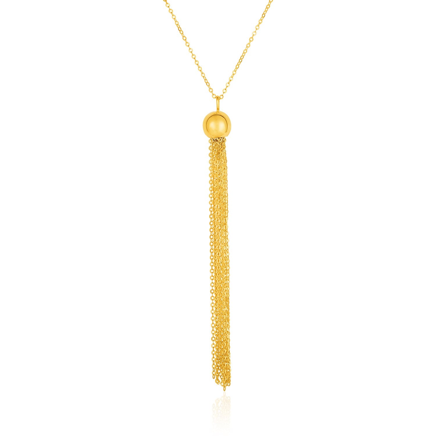 14k Yellow Gold Ball and Multi-Strand Tassel Necklace