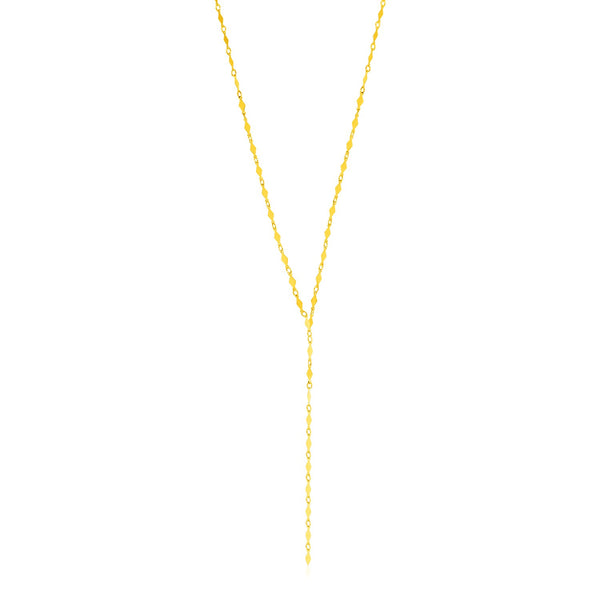 14K Yellow Gold Polished Diamond Motif Lariat Necklace