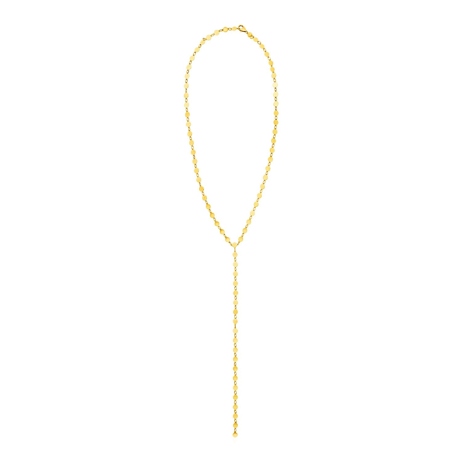 14k Yellow Gold 17 inch Lariat Necklace with Polished Circles
