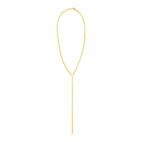 14k Yellow Gold 17 inch Lariat Necklace with Polished Circles