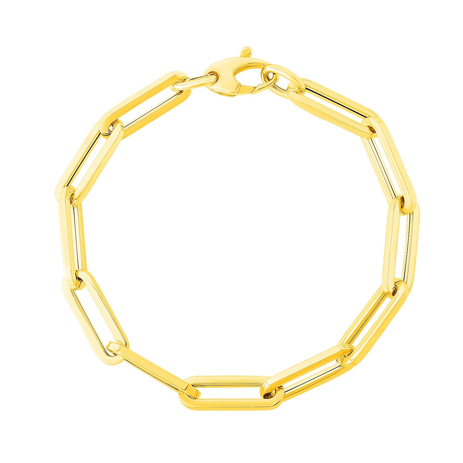 14K Yellow Gold Extra Wide Paperclip Chain Bracelet