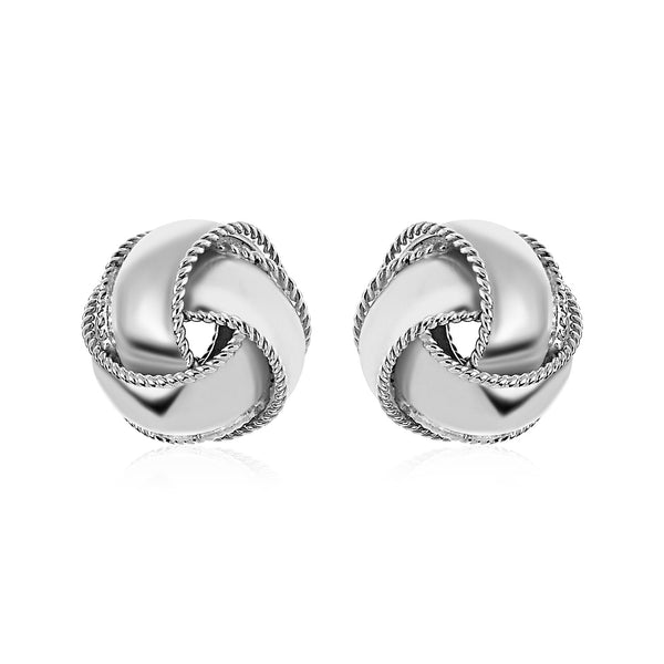 Textured and Polished Love Knot Earrings in Sterling Silver